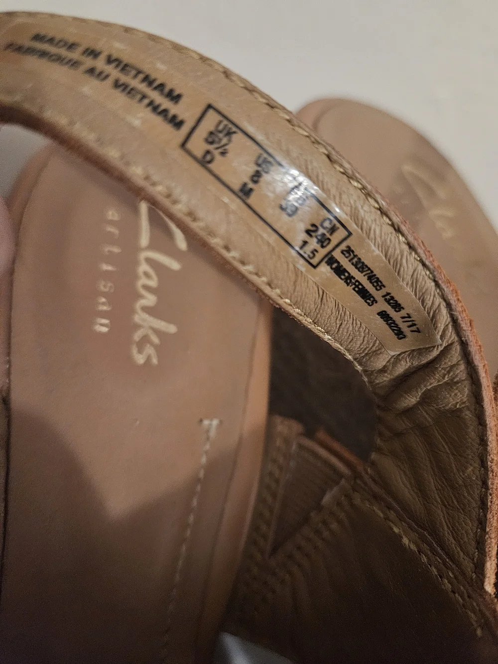 Clarks Women's Cognac Leather Wedge Sandals